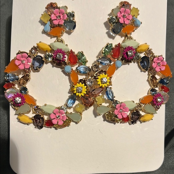 J.Crew Colorful Floral Hoop Earrings - Picture 3 of 4